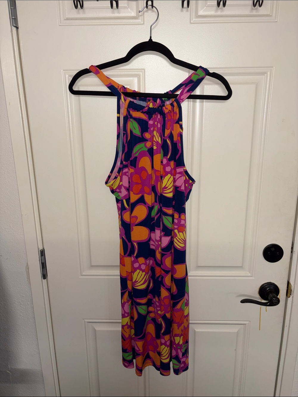 Trina Turk Navy/Pink/Orange Multicolor Floral Maxi Dress
